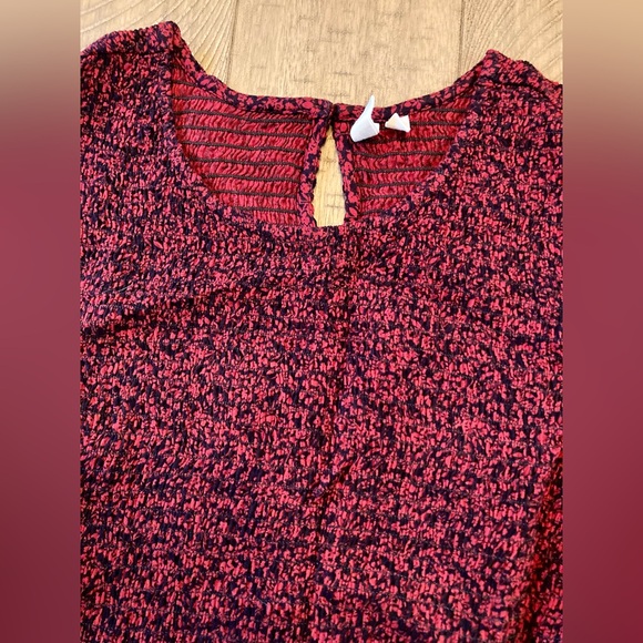 Nordstrom Red/Black Floral Long Sleeve Blouse - Size M - Picture 2 of 6